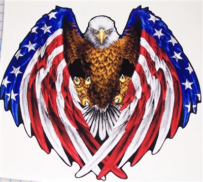 American Flag Wing Eagle Full color Graphic Window Decal Stick